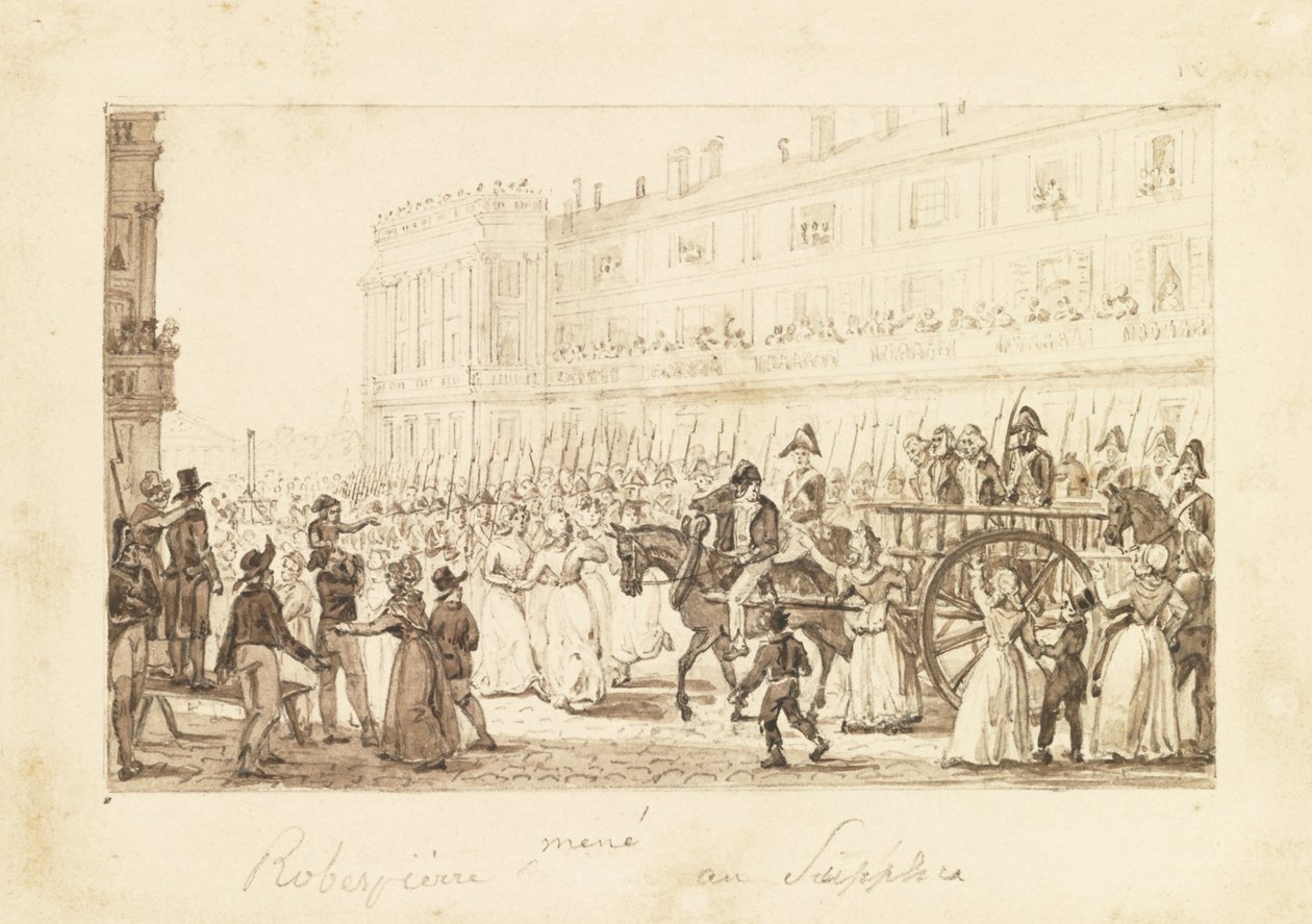 Robespierre och hans medbrottslingar leddes till sin avrättning 1794 av Pierre Antoine Demachy