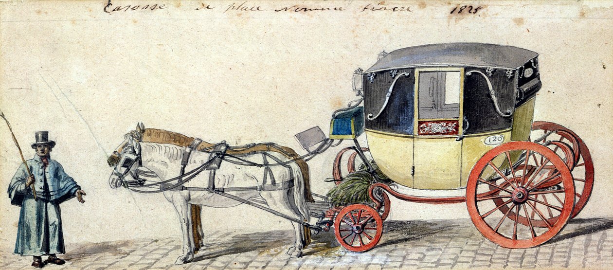 Häst och vagn, 1825 (penna och bläck och wc på papper) av Pierre Antoine Lesueur