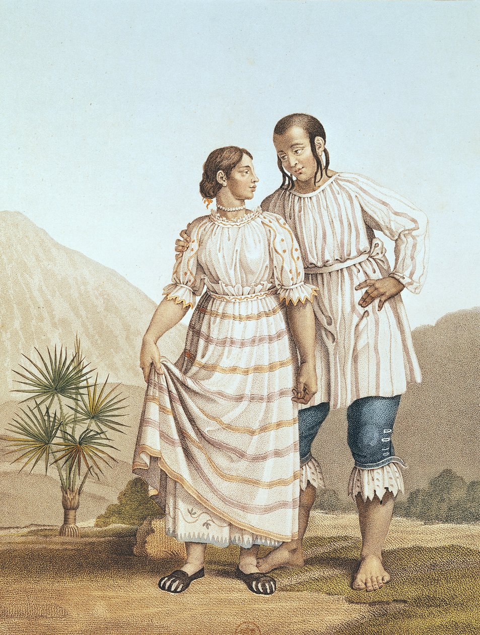 Mexikansk indisk kostym, från "Voyage aux Regions Equinoxiales du Nouveau Continent" av Alexander von Humboldt (1769-1859), graverad av Michel Bouquet (1807-90) publicerad 1810 av Pierre Antoine Marchais