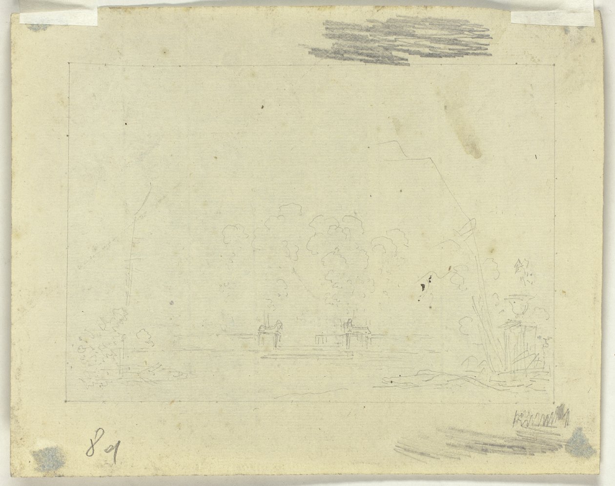 Blad med skisser av Pierre Antoine Mongin