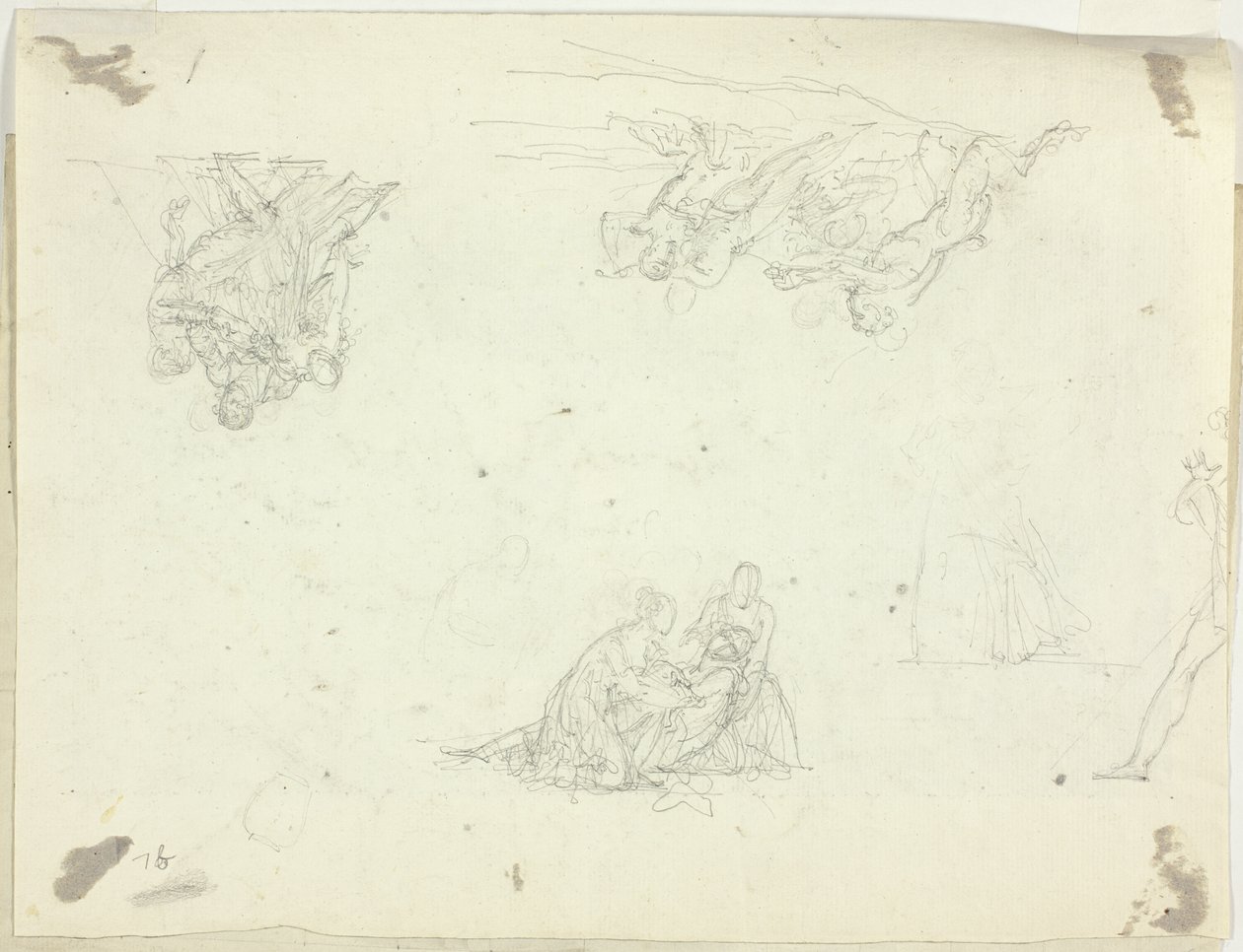 Blad med skisser: Grupper av figurer av Pierre Antoine Mongin