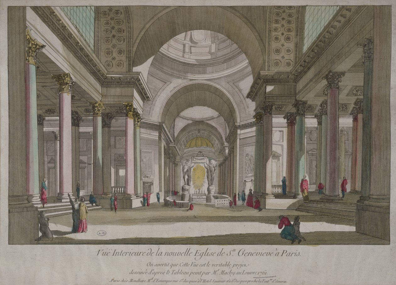 Utsikt över det inre av Pantheon i Paris av Pierre Antoine de Machy
