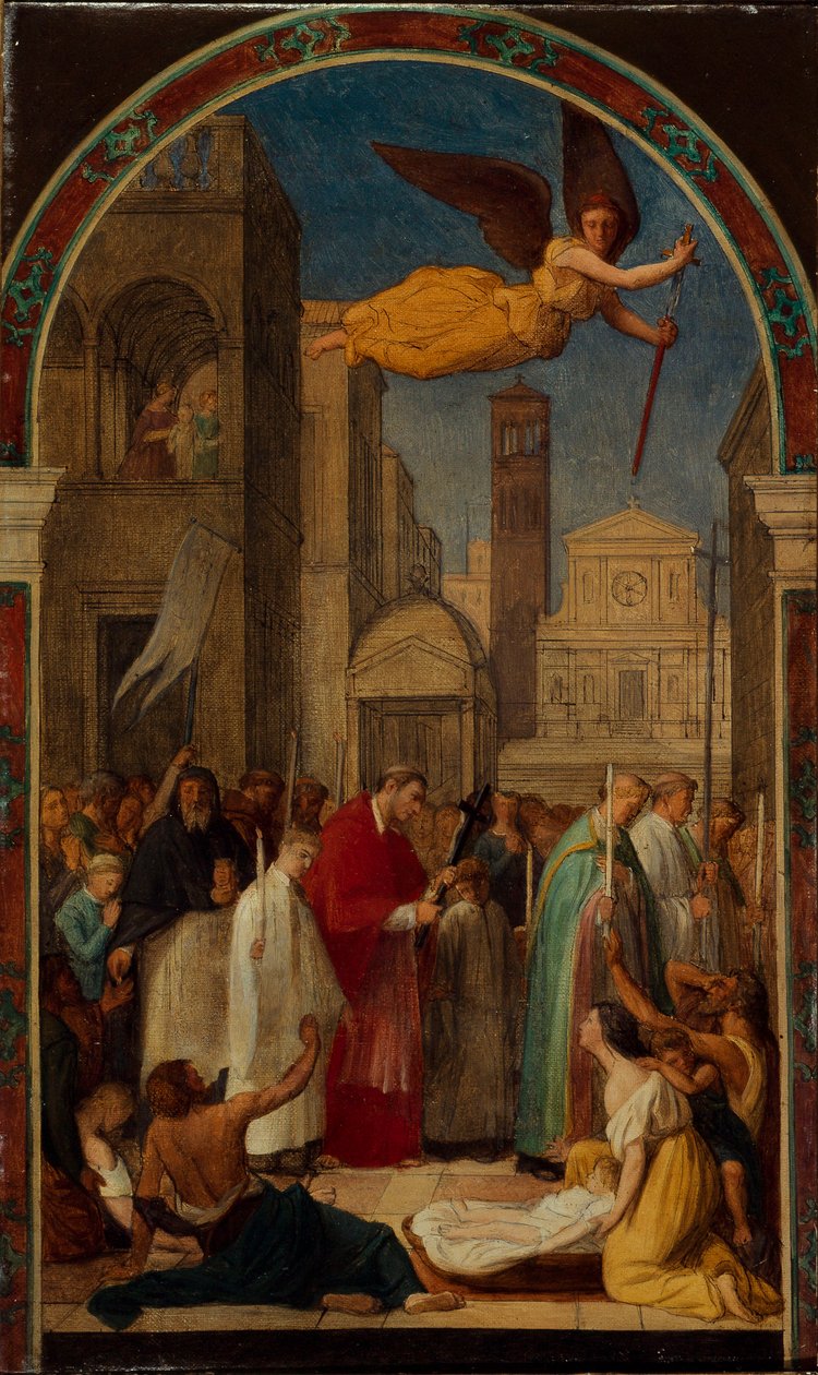 Procession av Saint Charles Borromeo under pesten i Milano, 1861. av Pierre Auguste Pichon