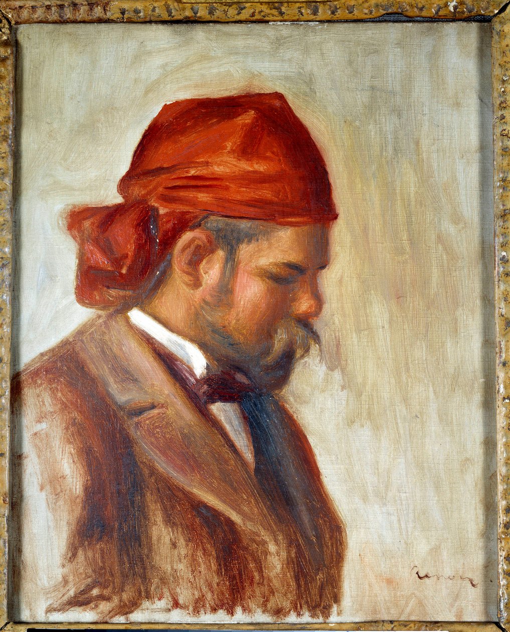 Ambroise Vollard (1868-1939) med en röd halsduk, målningshandlare, av Pierre Auguste Renoir (1841-1919), cirka 1899 av Pierre Auguste Renoir
