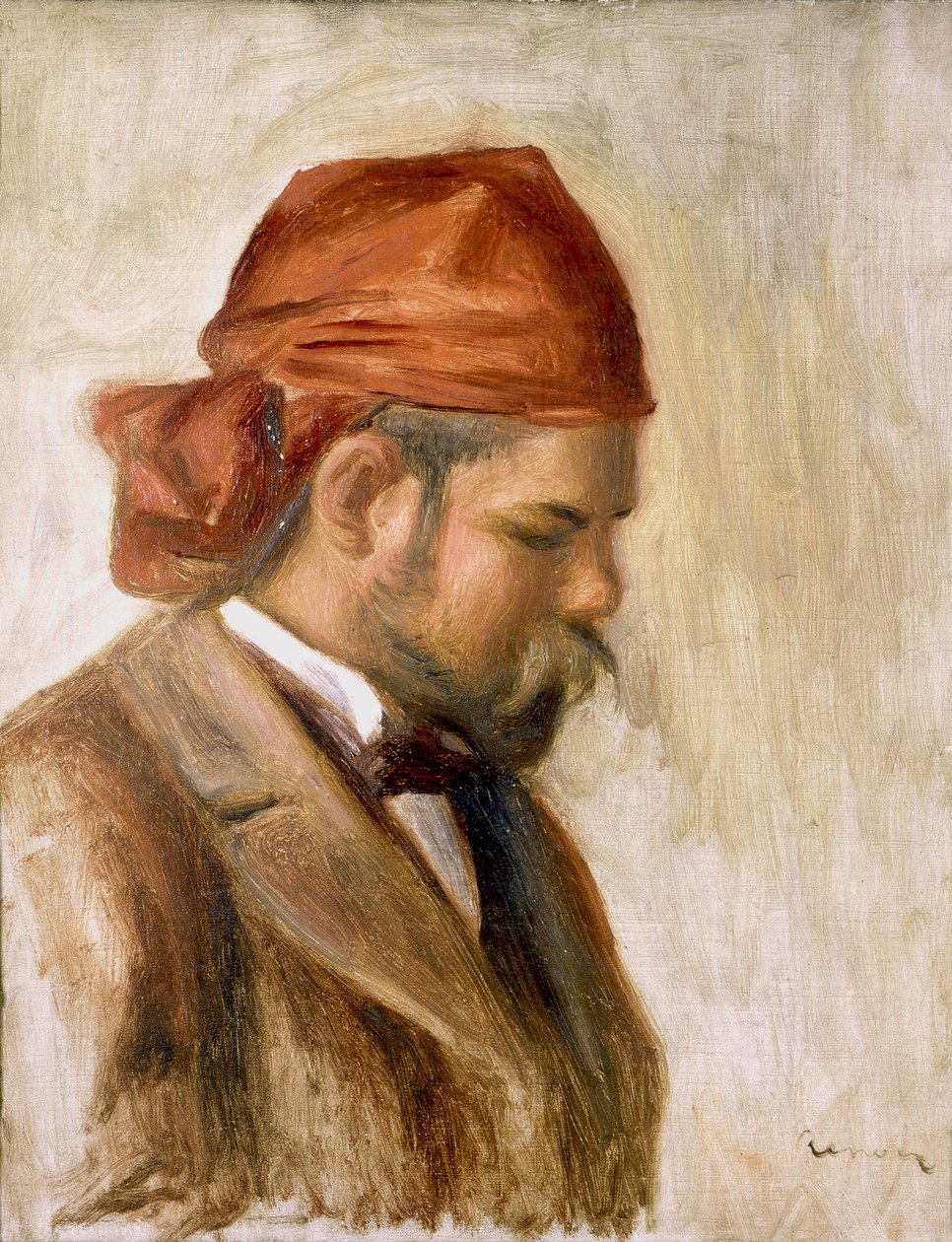 Ambroise Vollard i en röd bandana av Pierre Auguste Renoir