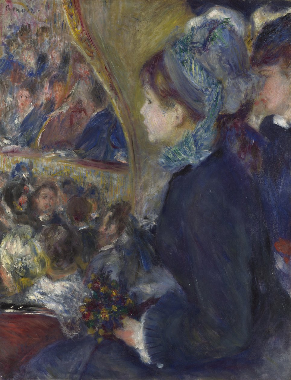 På teatern Den första utgången, 1876-1877 av Pierre Auguste Renoir