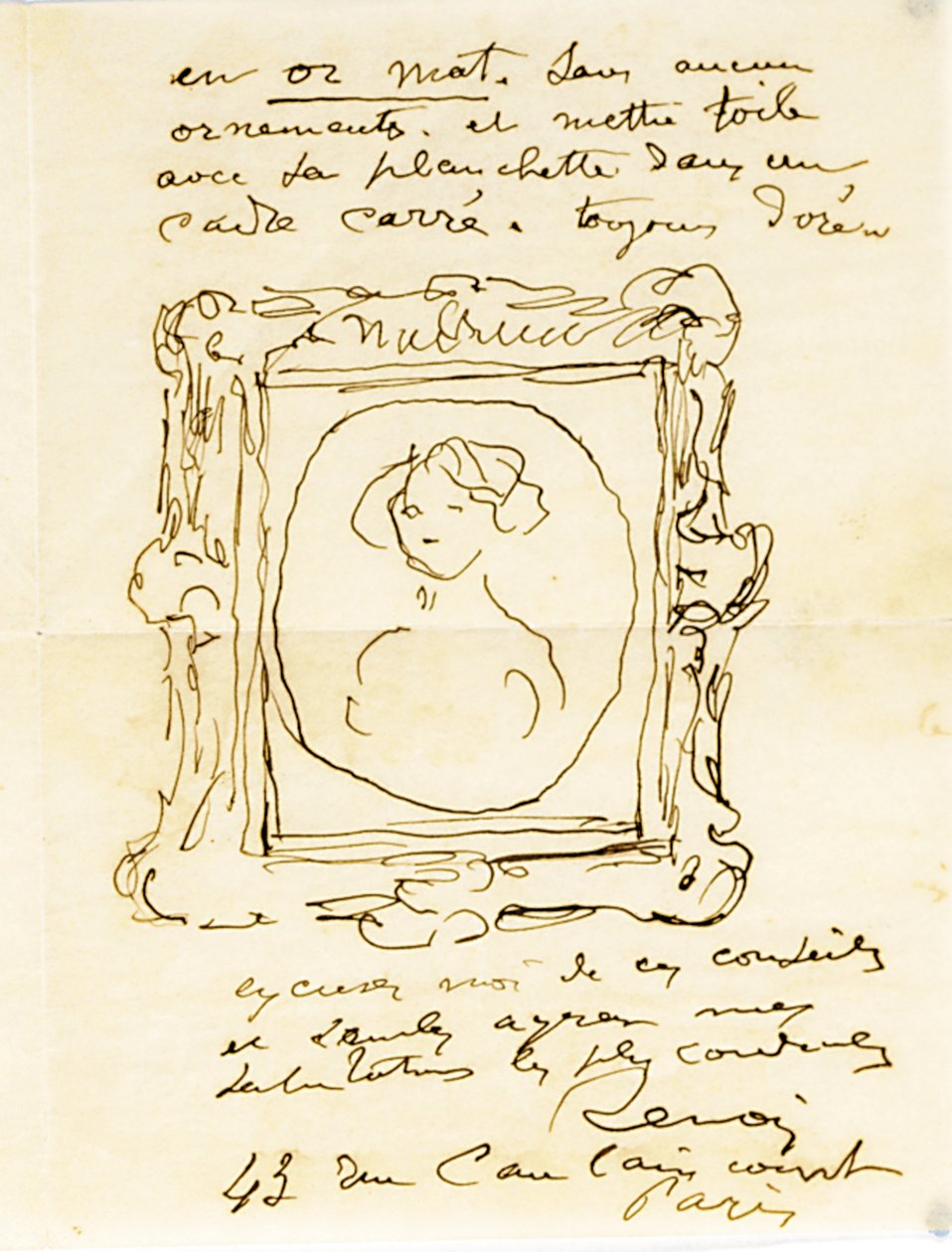 Autografbrev undertecknat till Dr. Fritz Thurneyssen, Paris och Les Collettes, 24 juni 1908 av Pierre Auguste Renoir