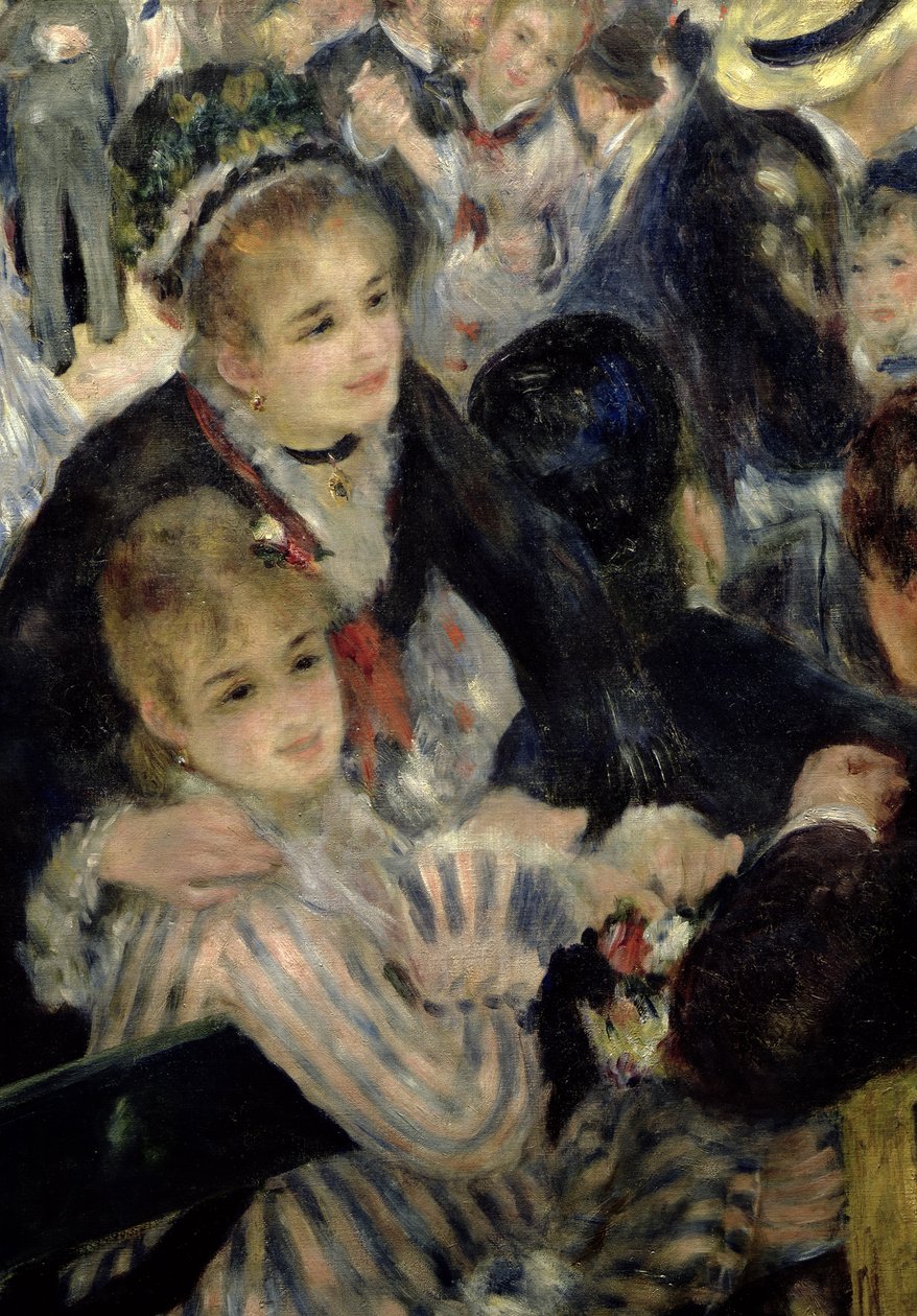 Bal på Moulin de la Galette, detalj av två sittande kvinnor, 1876 olja på duk detalj av 36481 av Pierre Auguste Renoir