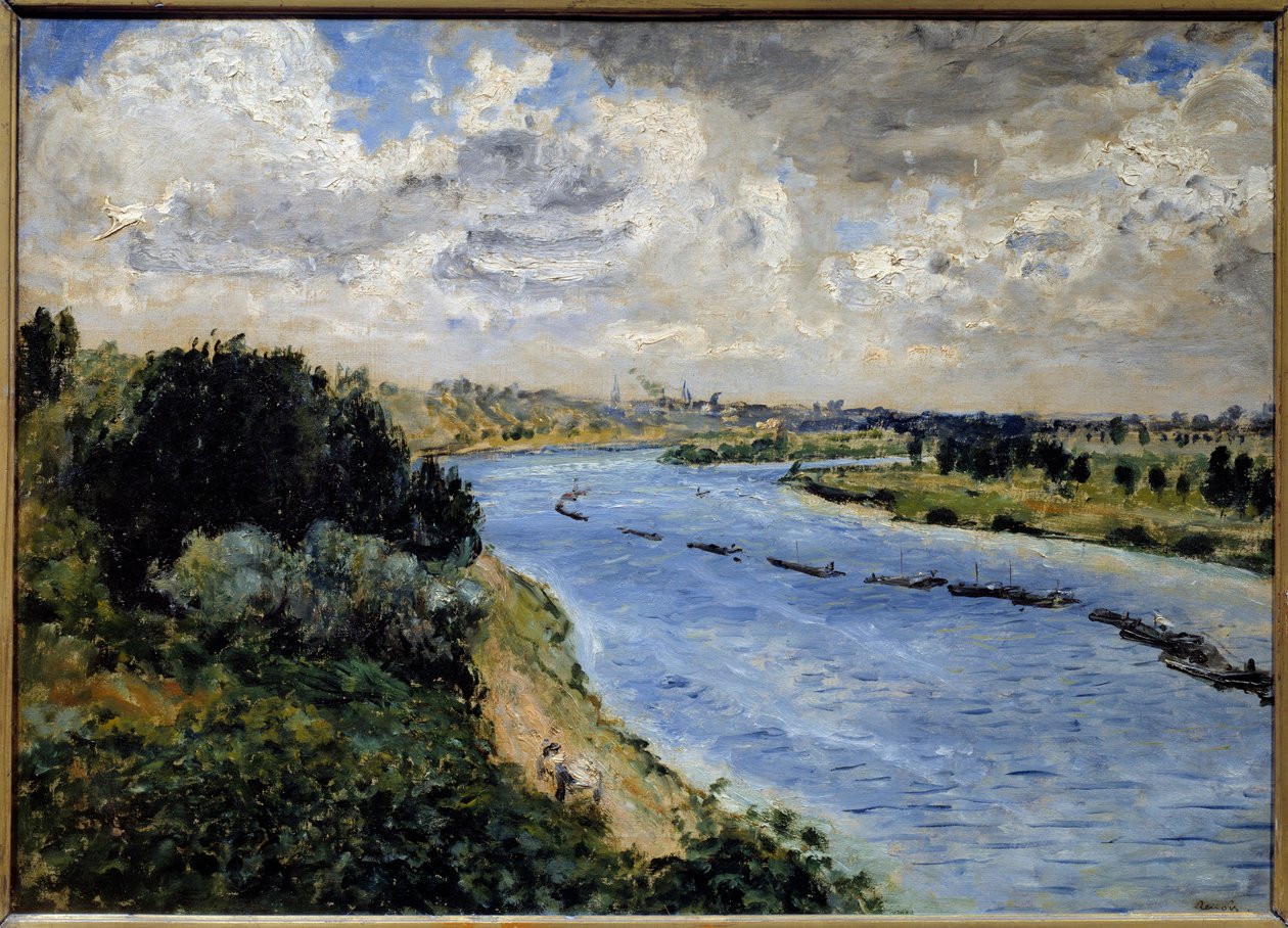 Pråm på Seine. Målning av Pierre Auguste Renoir (1841-1919) av Pierre Auguste Renoir