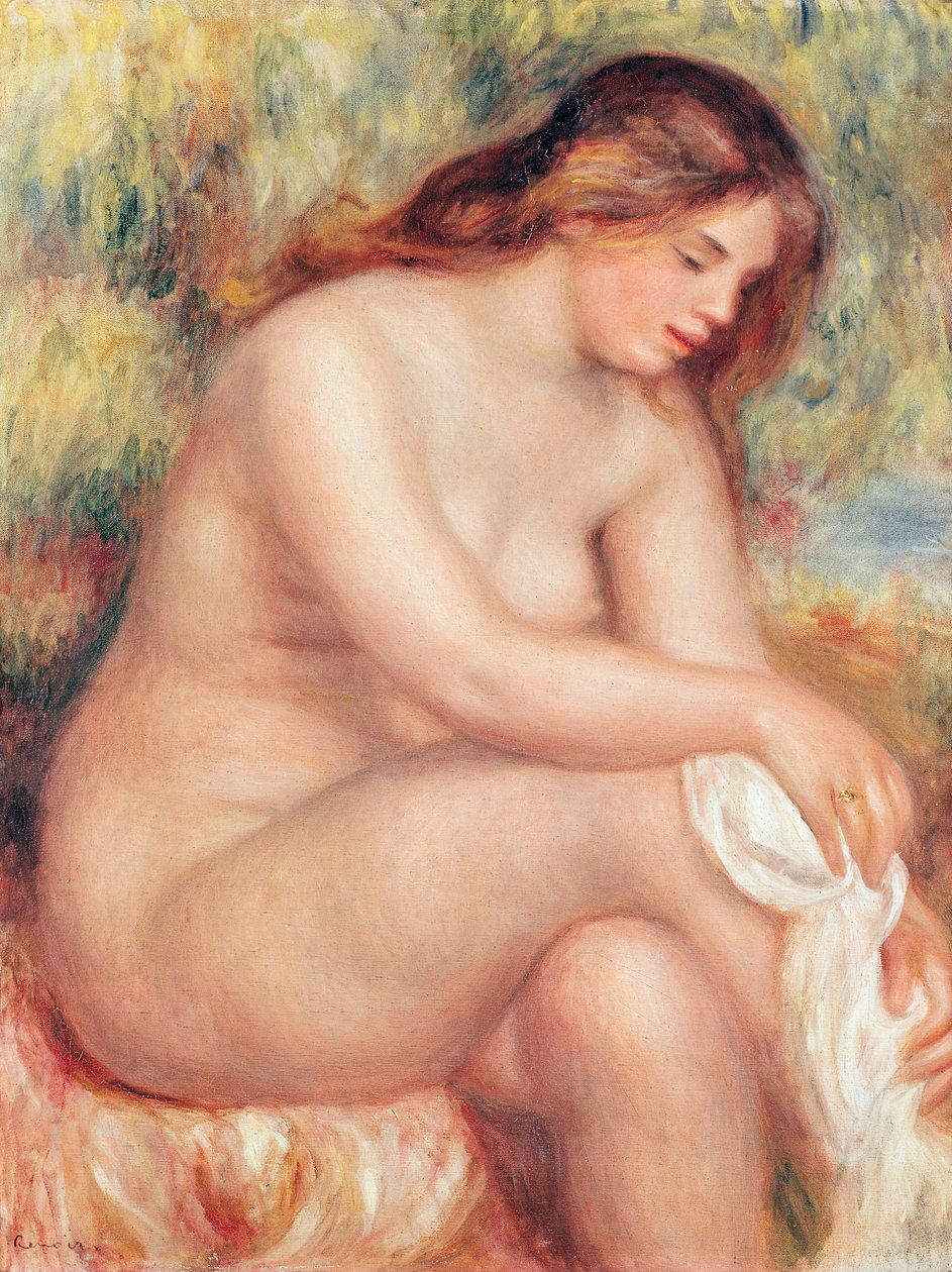 Badaren torkar sig själv, ca 1910 av Pierre Auguste Renoir