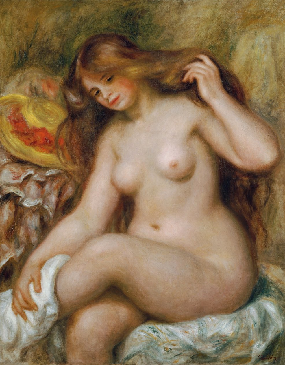 Badare med blont, löst hår, ca. 1903. av Pierre Auguste Renoir