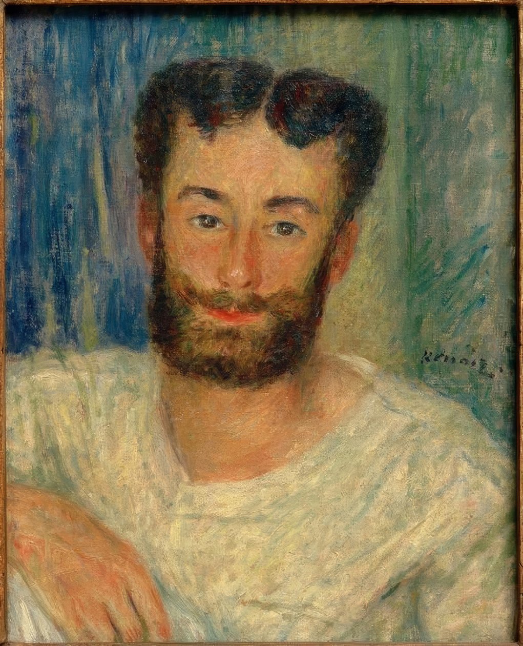 Porträtt av en skäggig ung man med en väst utskuren (The Bougival Rower) av Pierre Auguste Renoir