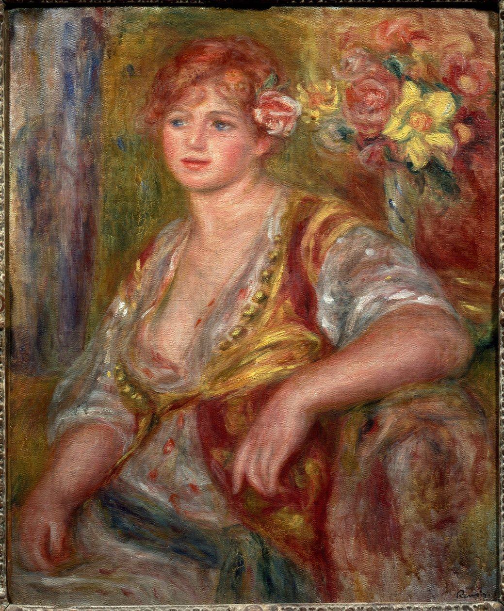 Blond med rosen (Porträtt av Andree Madeleine Heuschling), cirka 1915 (olja på duk) av Pierre Auguste Renoir
