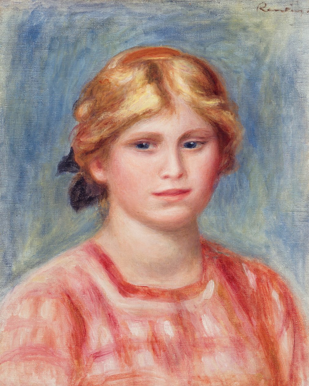 Byst av en kvinna med en rosa blus, 1905 av Pierre Auguste Renoir