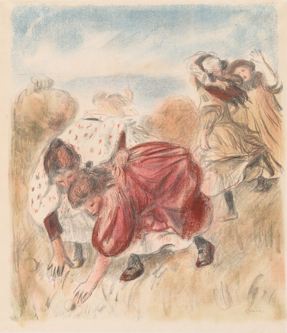 Barn som spelar boll, 1900. av Pierre Auguste Renoir