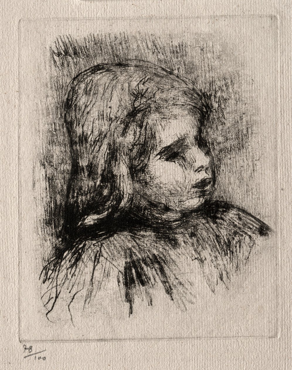 Claude Renoir, tre fjärdedelar till höger, 1908. av Pierre Auguste Renoir