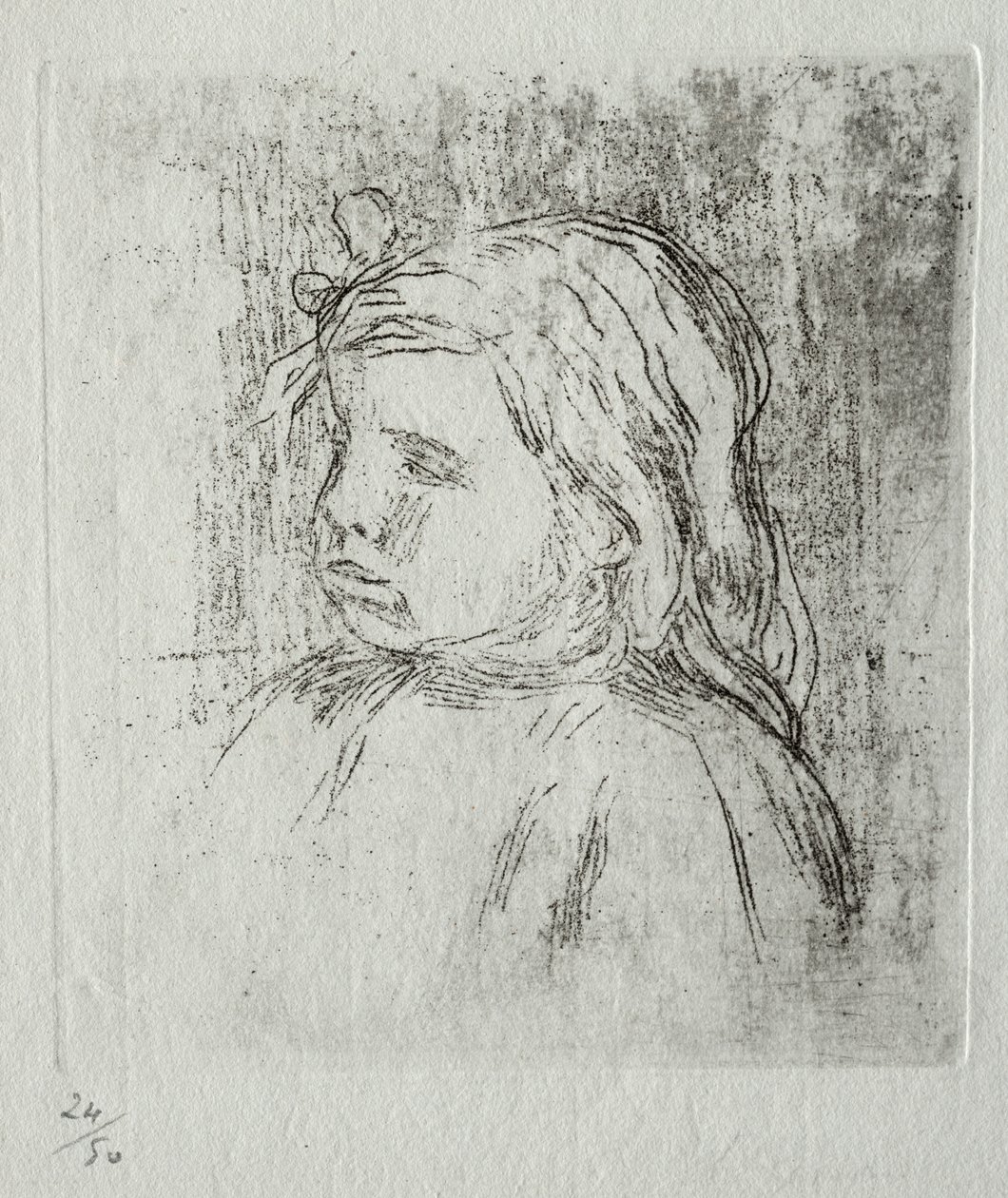 Claude Renoir, tre fjärdedelar till vänster, 1908. av Pierre Auguste Renoir