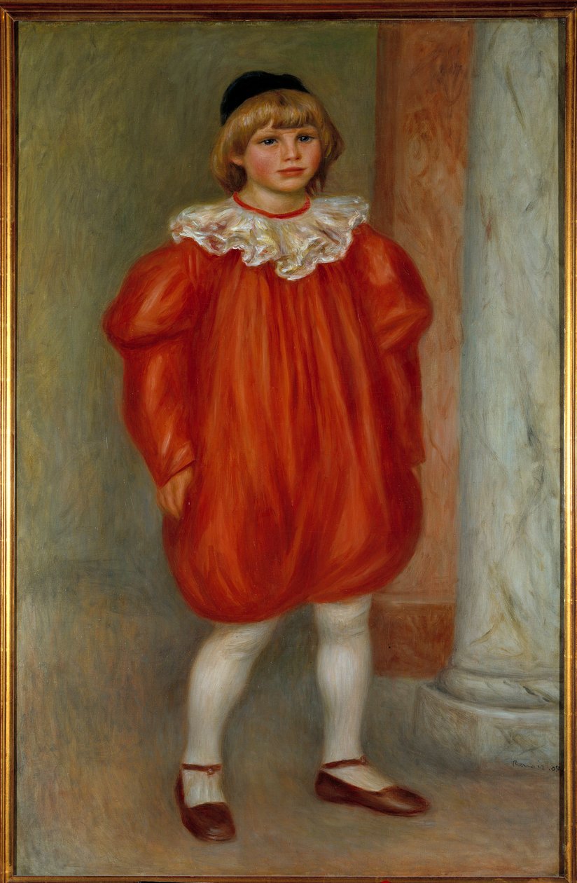 Claude Renoir en clownmålning av Pierre Auguste Renoir (1841-1919) 1909 Sön. 0,77x1,2 m Paris, musee de l