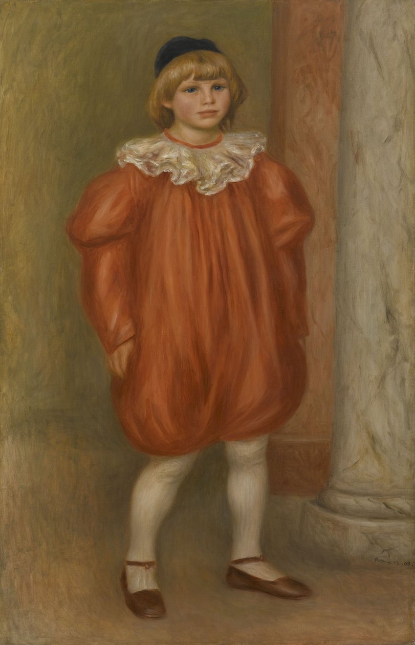 Claude Renoir i clowndräkt, 1909 av Pierre Auguste Renoir
