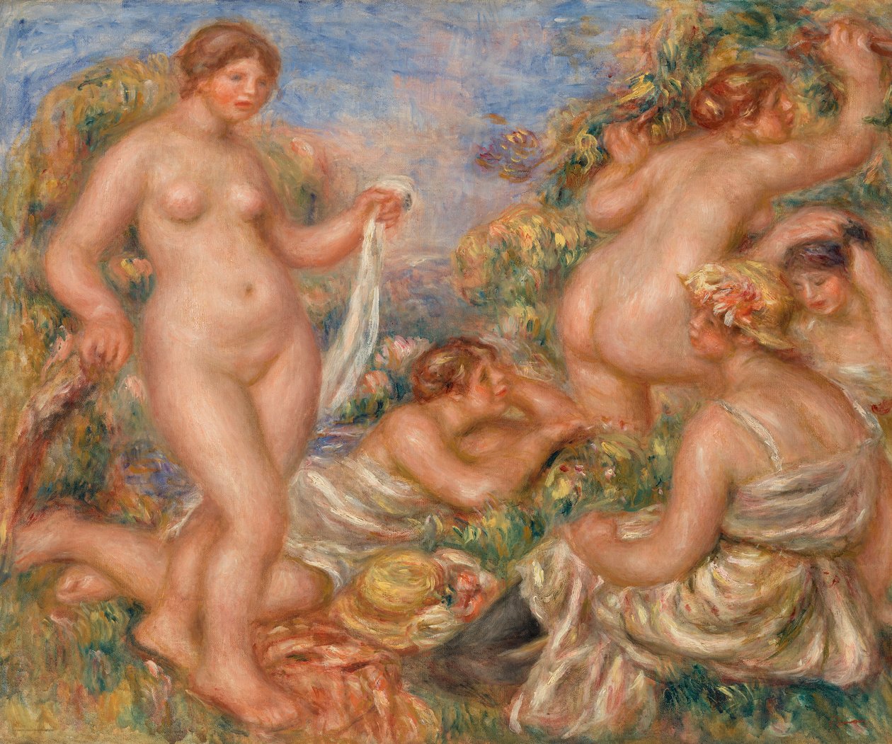 Komposition, fem badande av Pierre Auguste Renoir