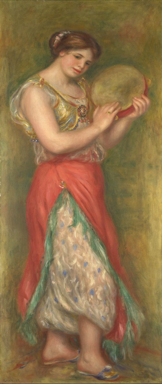 Dansande flicka med tamburin av Pierre Auguste Renoir