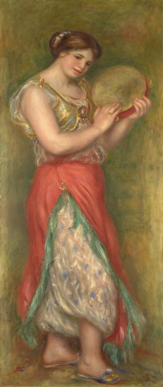 Dansande flicka med tamburin, 1909 av Pierre Auguste Renoir