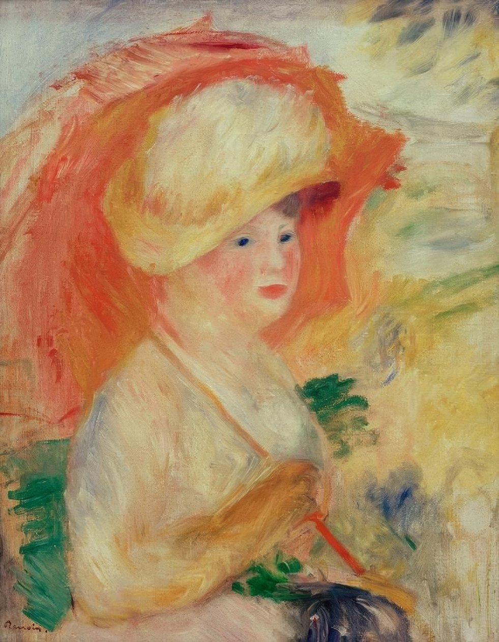 Kvinna med parasoll av Pierre Auguste Renoir