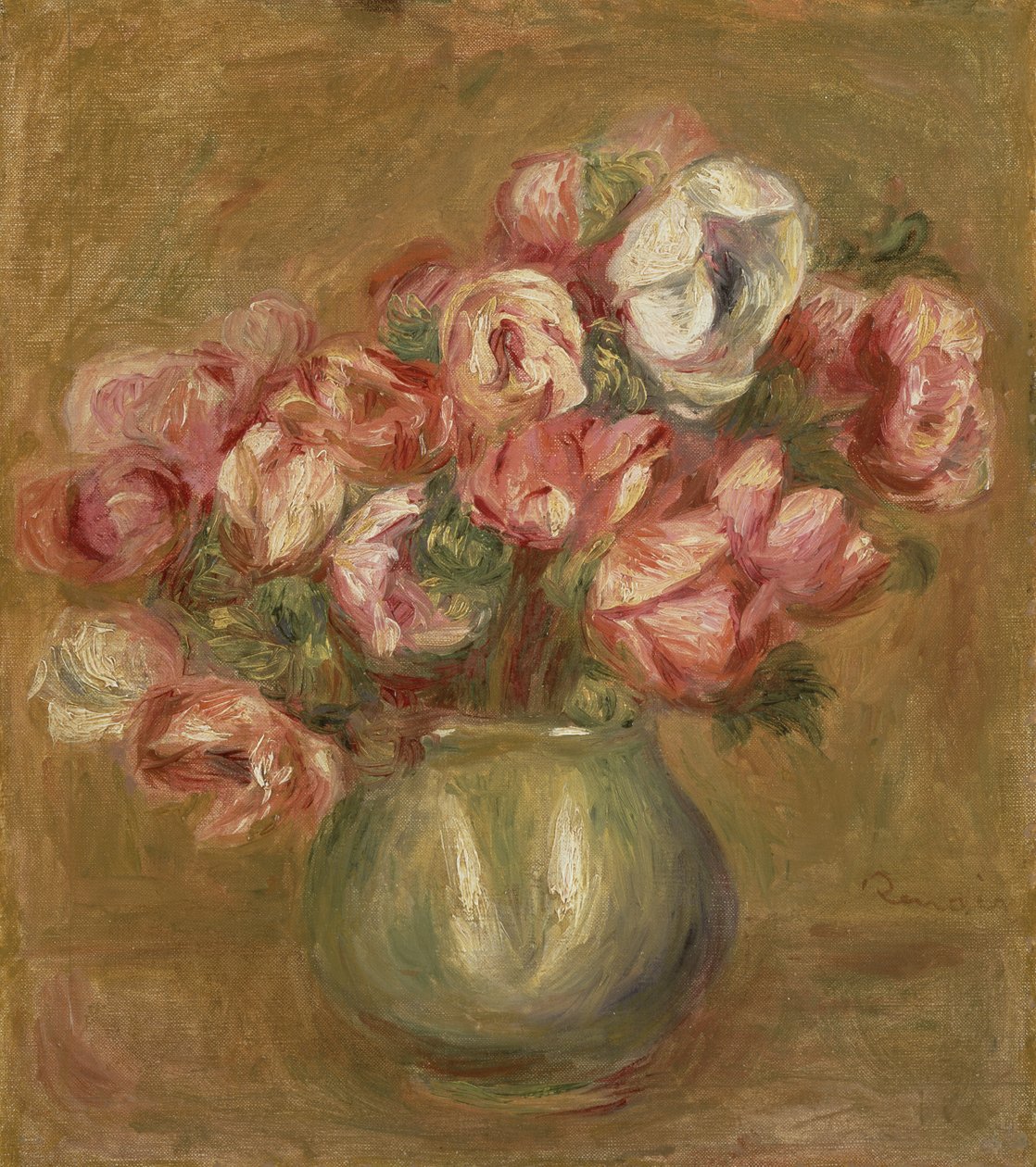 Blommor i en grön vas, 1906 av Pierre Auguste Renoir