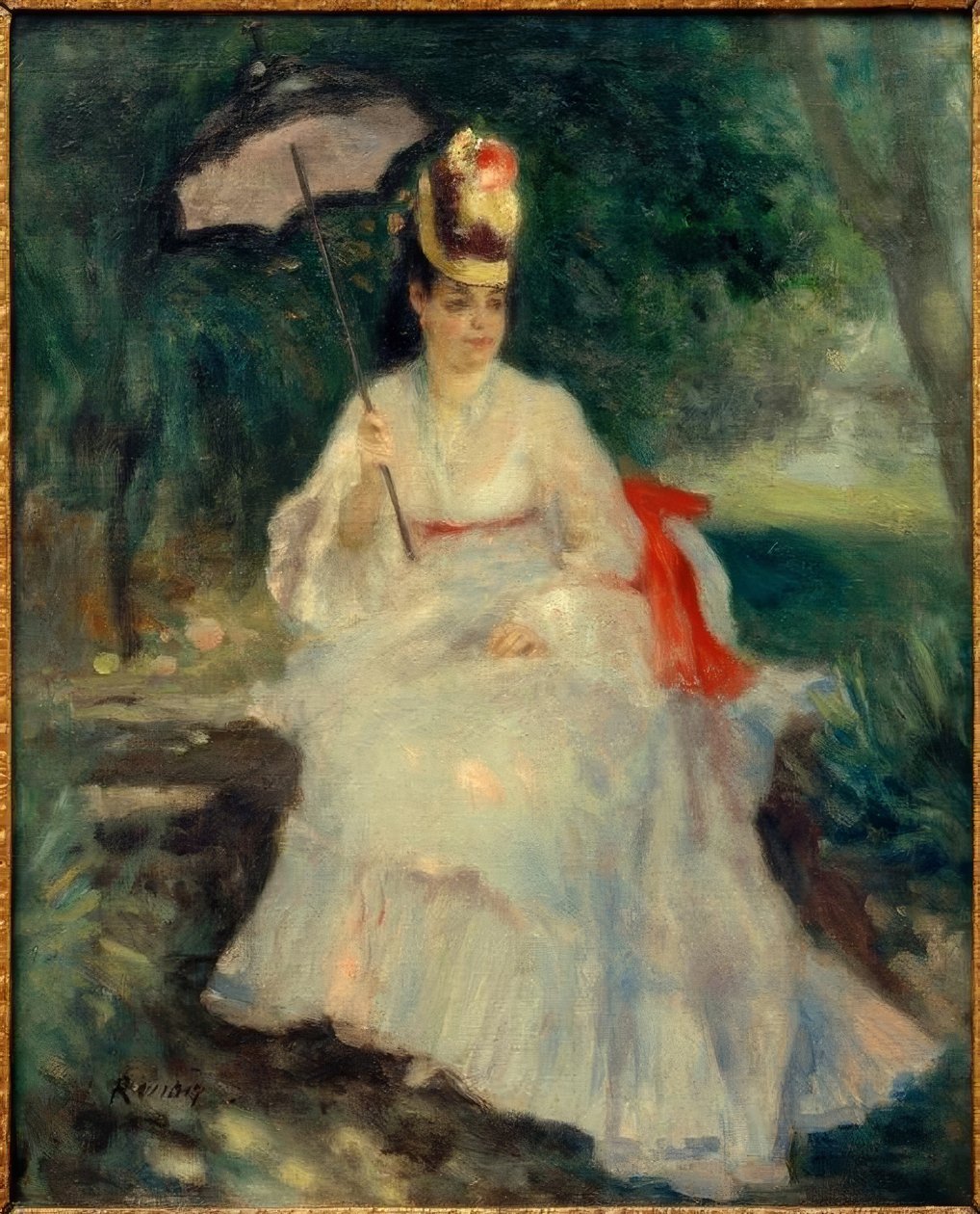 Kvinna med ett parasoll i trädgården av Pierre Auguste Renoir