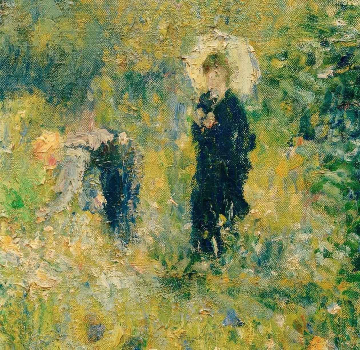 Kvinna med ett parasoll i en trädgård av Pierre Auguste Renoir