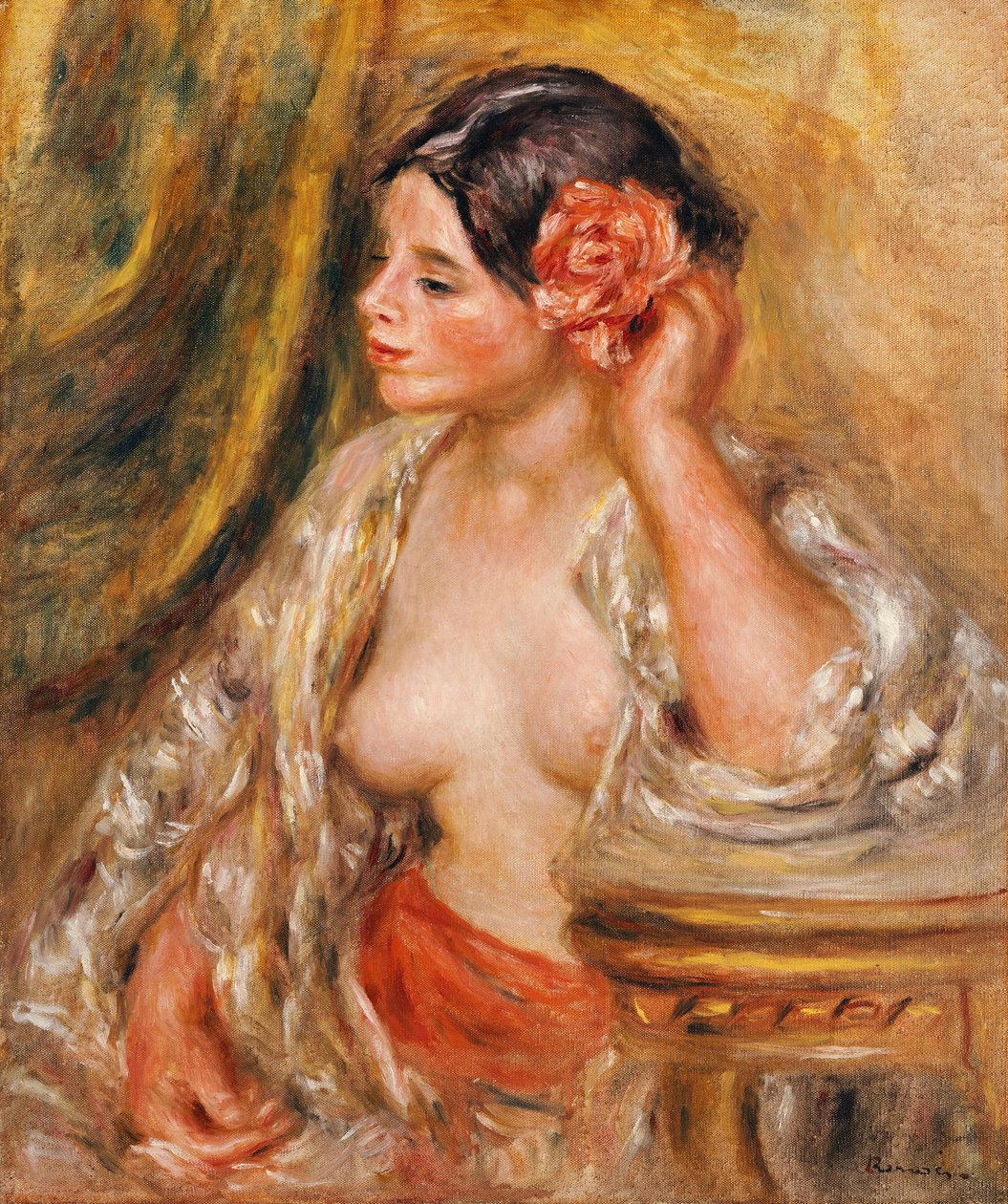 Gabrielle har sin frisyr, 1910 av Pierre Auguste Renoir