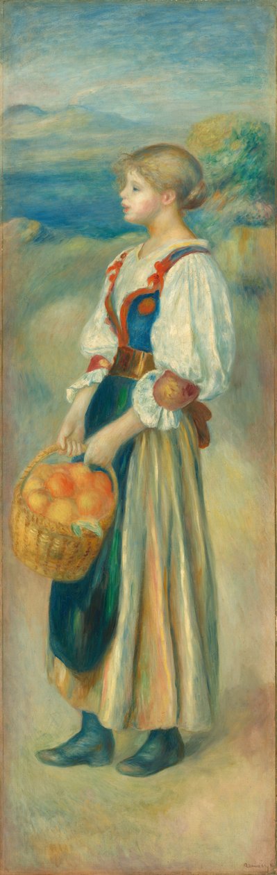 Flicka med en korg med apelsiner, ca. 1889. av Pierre Auguste Renoir