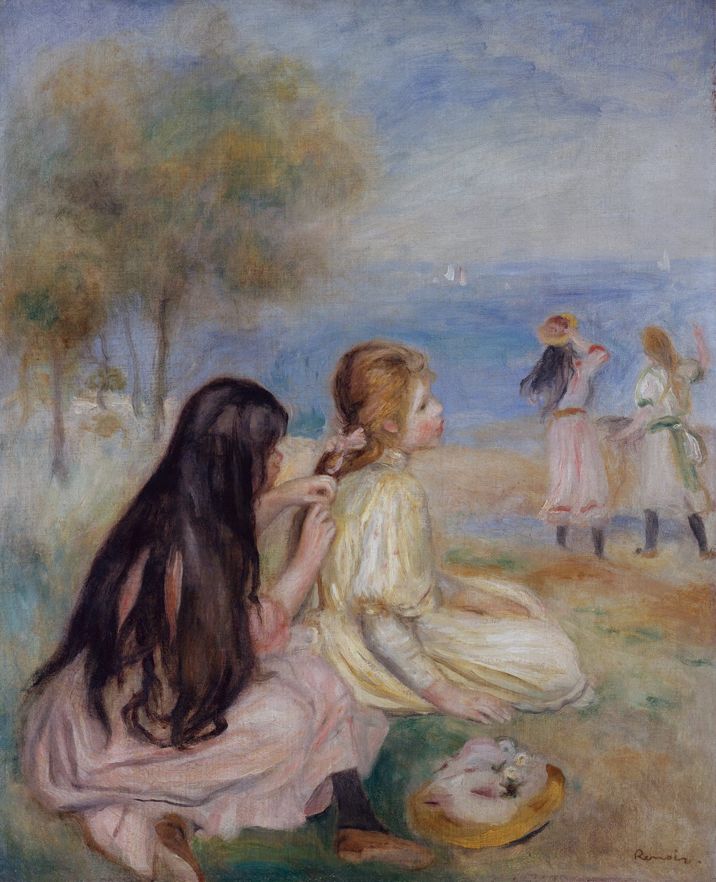 Girls by the Seaside, ca 1875 (olja på duk) av Pierre Auguste Renoir
