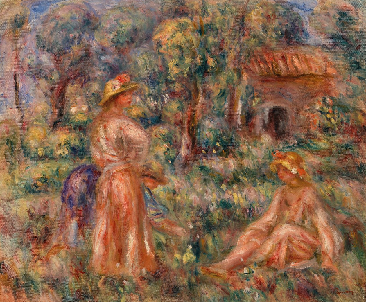 Flickor i ett landskap av Pierre Auguste Renoir