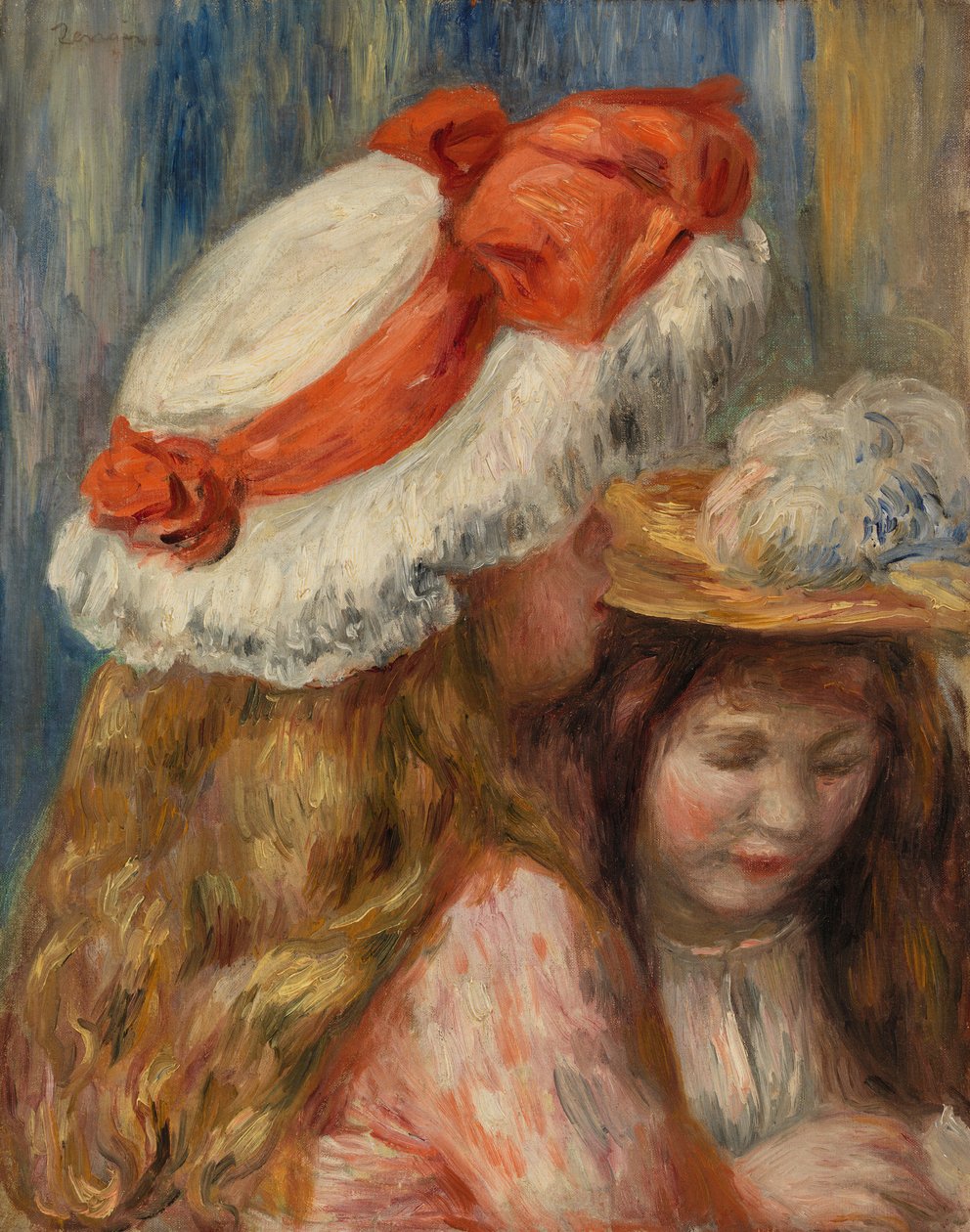 Flickor med hattar av Pierre Auguste Renoir