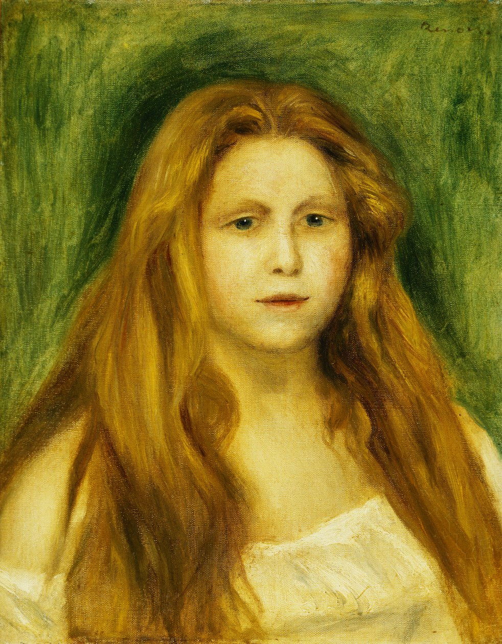 Head of Girl; Chef för en ung flicka, 1888 av Pierre Auguste Renoir