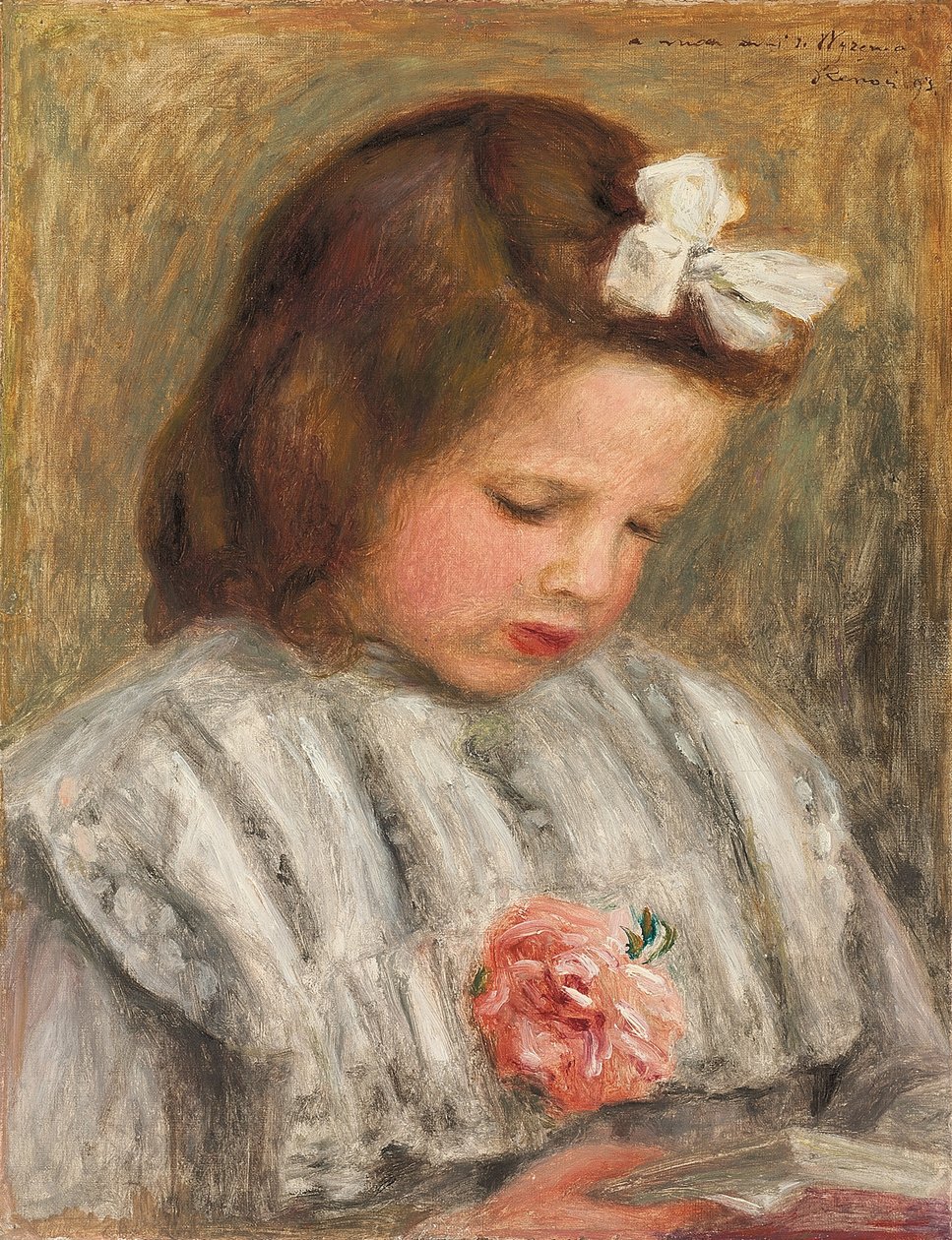 Chef för en flicka; Tete de filette, c. 1893 av Pierre Auguste Renoir
