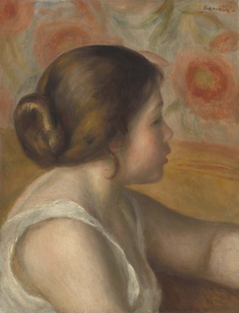 Huvud av en ung flicka, ca 1890 av Pierre Auguste Renoir