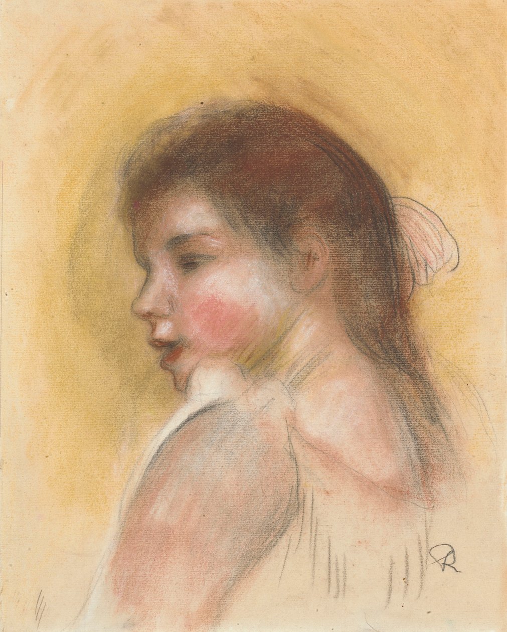 Chef för en ung flicka i profil av Pierre Auguste Renoir