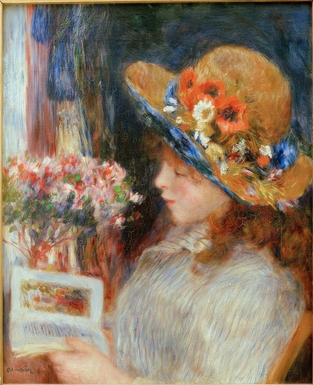 Ung flicka som läser av Pierre Auguste Renoir