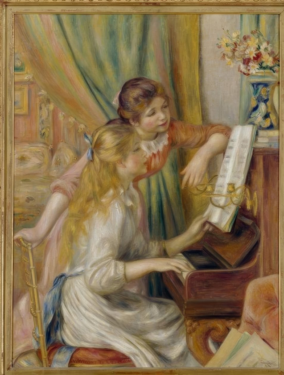 Unga flickor vid pianot av Pierre Auguste Renoir