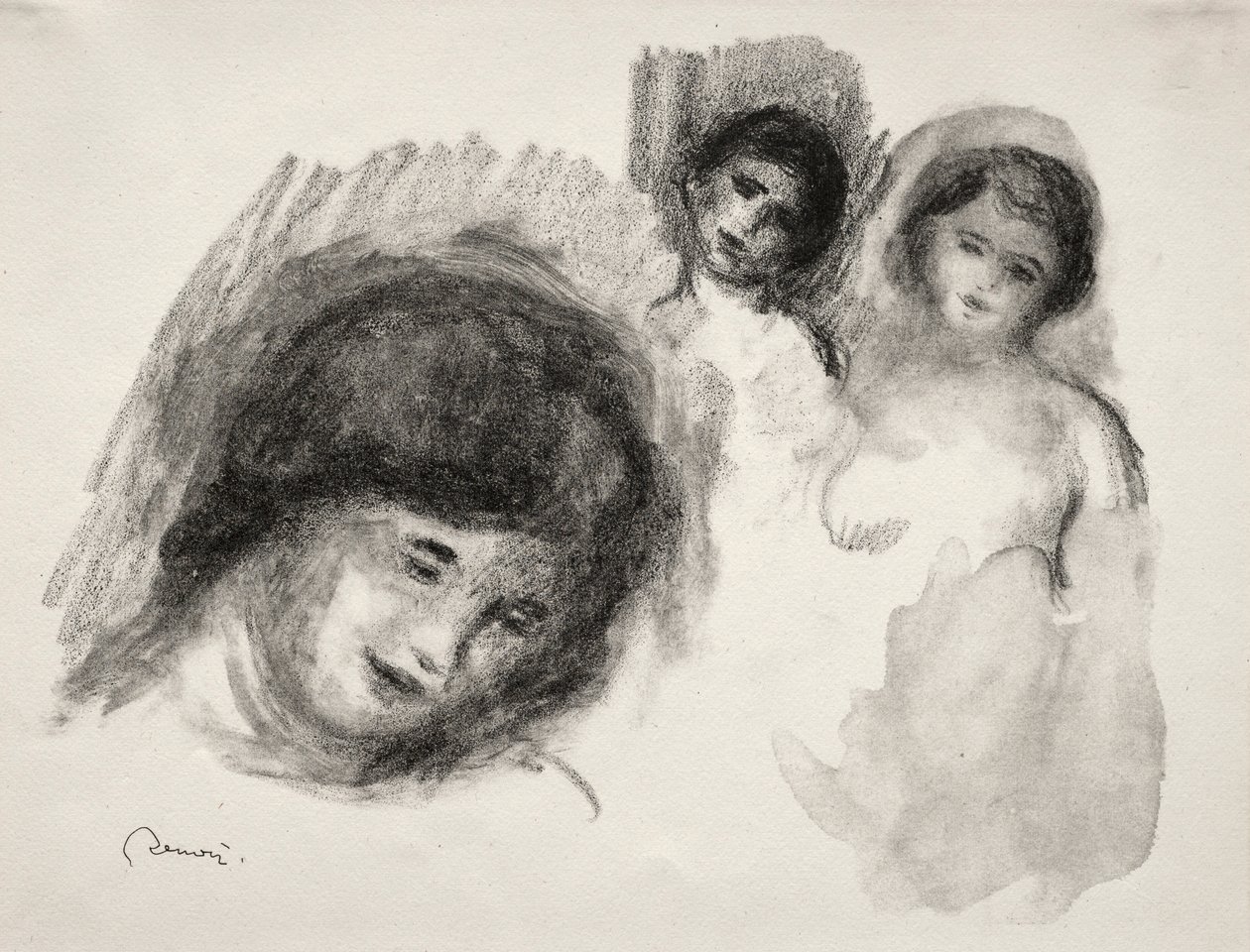 Stenen med tre skisser. av Pierre Auguste Renoir