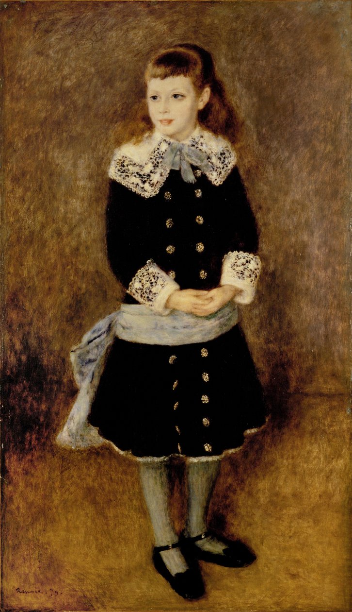 Flickan med det blå bältet ... (olja på duk) av Pierre Auguste Renoir