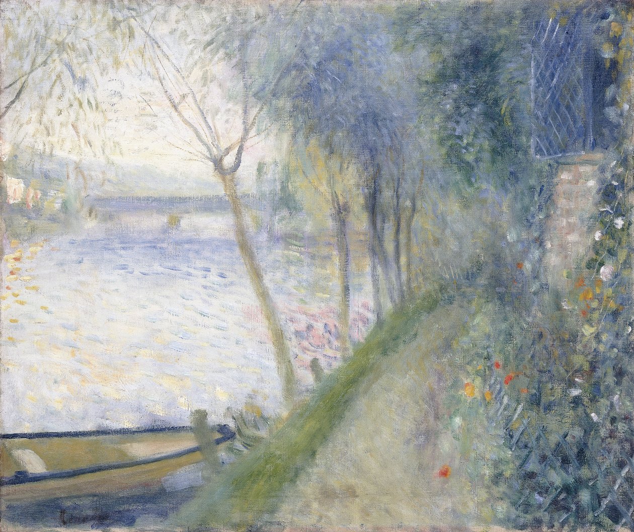 Landskap vid kanten av Seine med Pont d"Argenteuil av Pierre Auguste Renoir