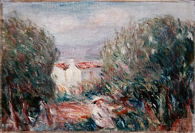 Landskap, ca 1900 (olja ombord) av Pierre Auguste Renoir