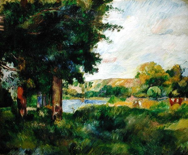 Landskap i Ile-de-France, eller Landskap med stora träd av Pierre Auguste Renoir