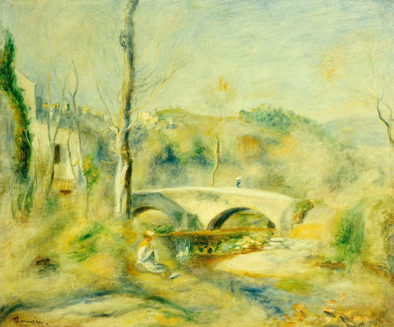 Landskap med en bro av Pierre Auguste Renoir