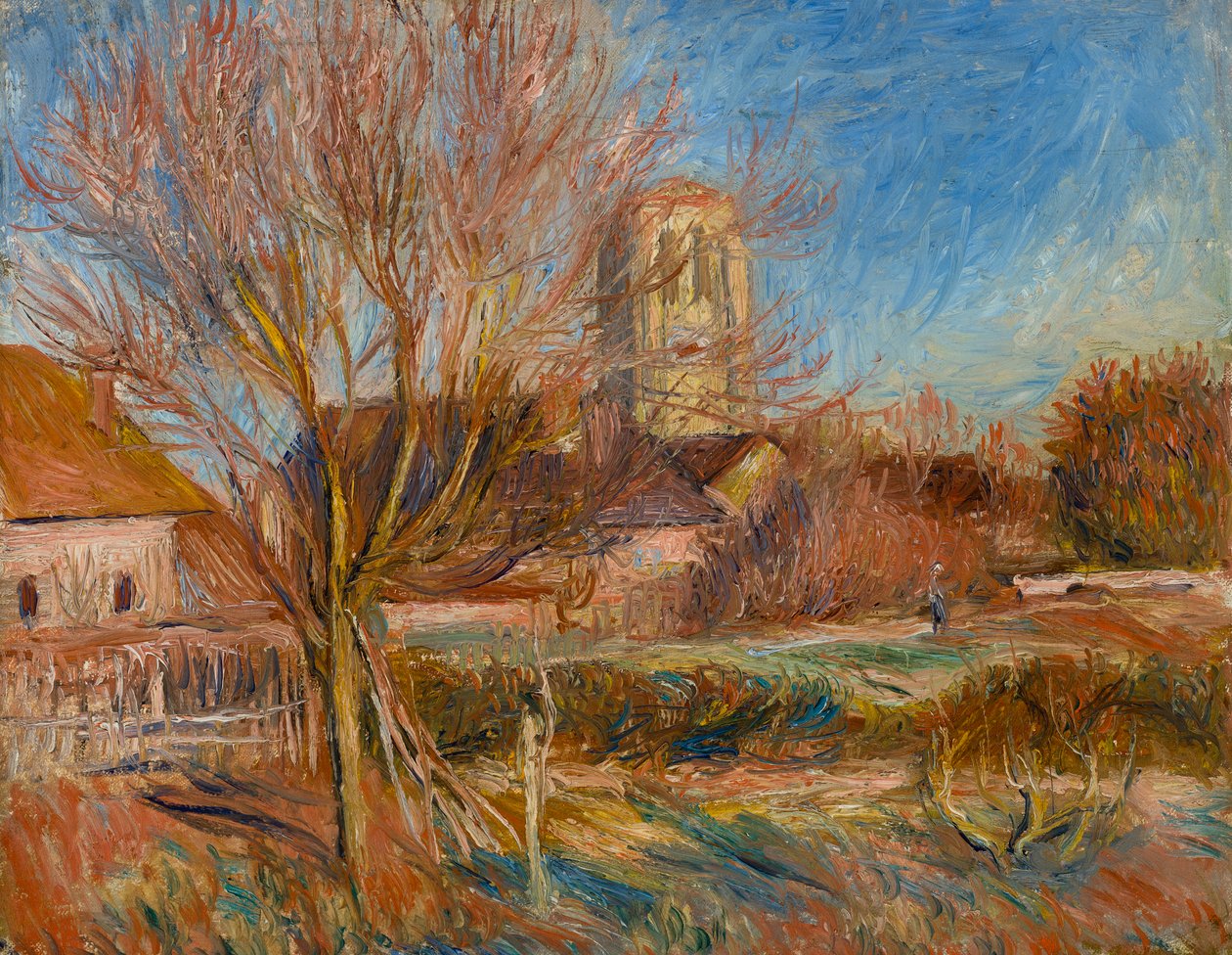Kyrkan i Essoyes, ca 1900 (olja på duk) av Pierre Auguste Renoir