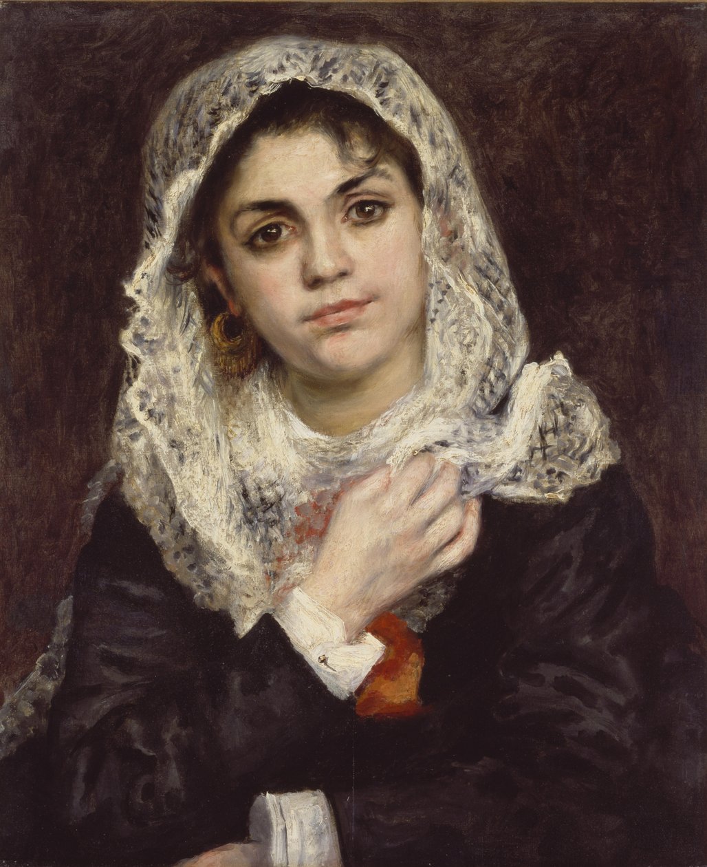 Lise i en vit sjal, ca 1872 av Pierre Auguste Renoir