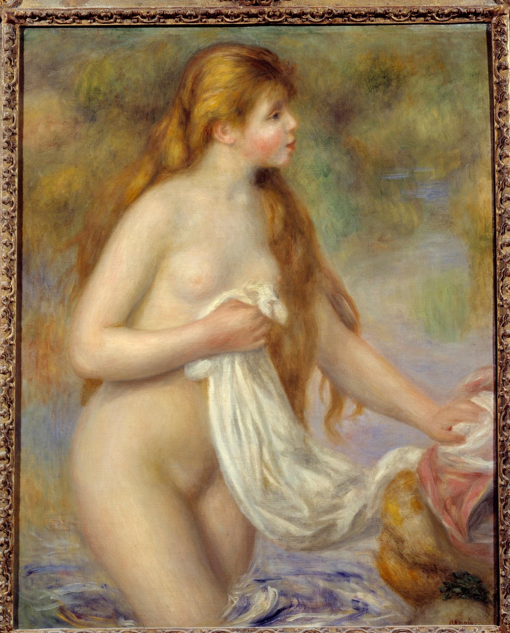 Långt hår badande målning av Pierre Auguste Renoir (1841-1919) av Pierre Auguste Renoir